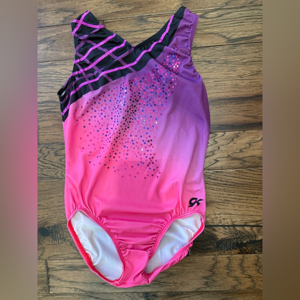 GK Pink and Purple Competition Sequin Leotard